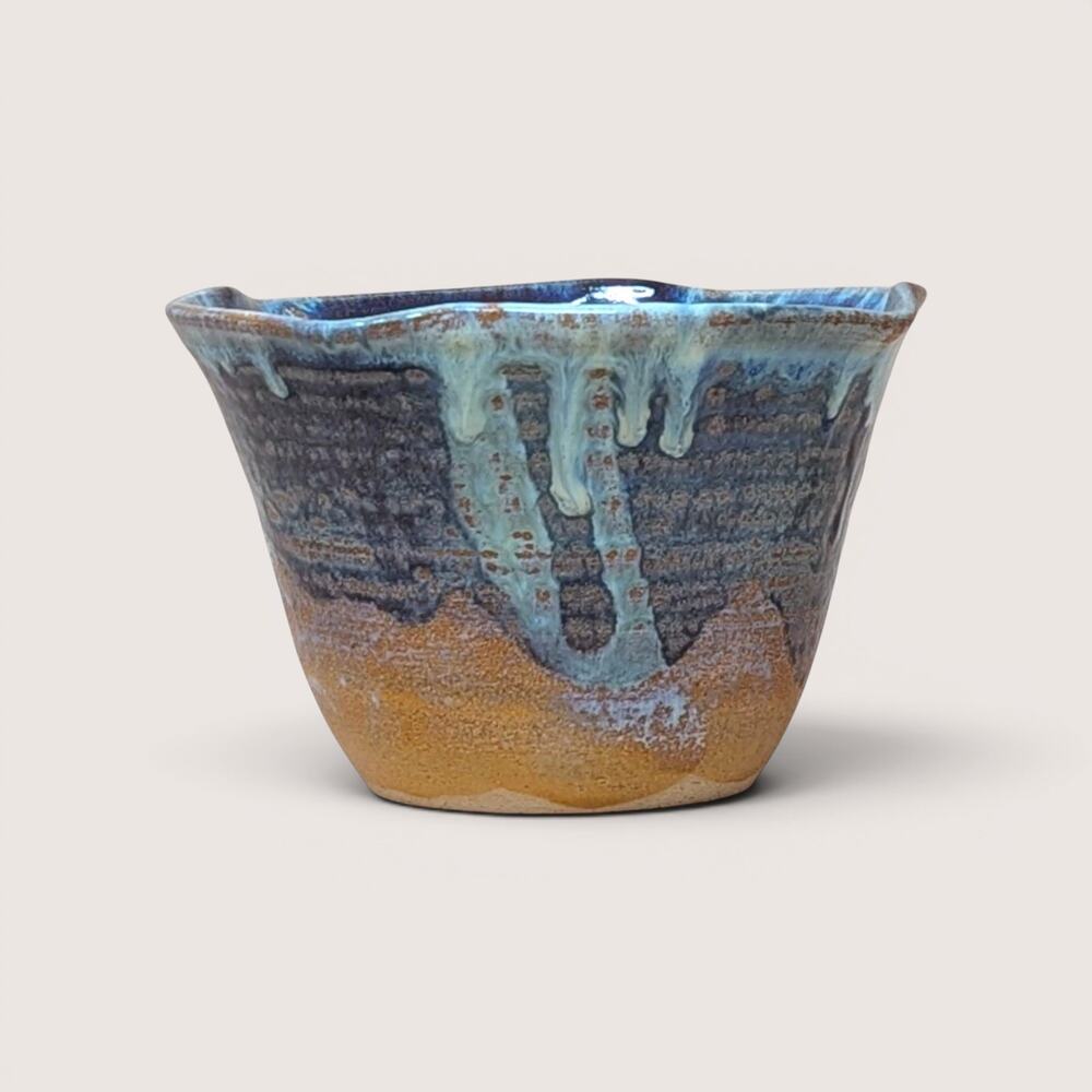 Vintage Blue Handcrafted Studio Pottery Bowl